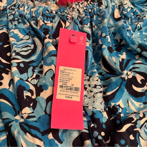 NWT Lilly Pulitzer Clarette Flutter Sleeve Dress Mesmerizing Blue Size XS - Picture 3 of 5